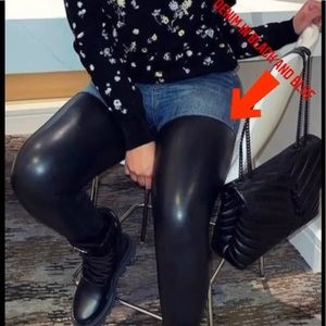 Denim / Faux Leather Jean - Blue